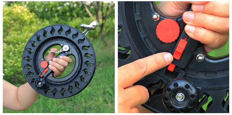 新款风筝线轮刹车轮风筝轮盘风筝线盘手刹防倒转锁大轴承手握轮天蓝色