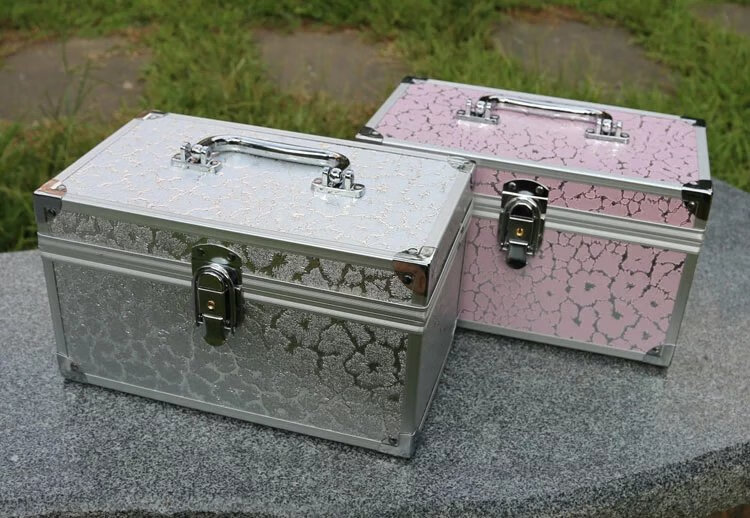 足浴技师工具箱 铝合金箱子收纳箱化妆箱美甲足疗桑拿工具箱 直角黑色