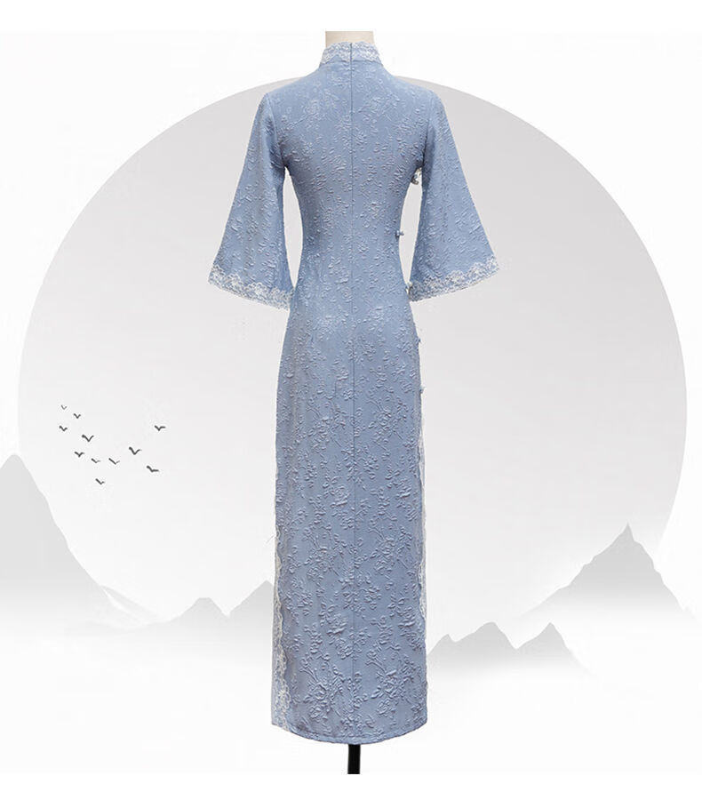 苏遇旗袍改良年轻款少女连衣裙显瘦修身倒大袖夏季新款蚀骨中长款