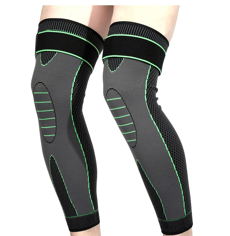 绑带款运动护膝男针织尼龙骑行跑步篮球装备长款保暖护膝护腿夕明 多