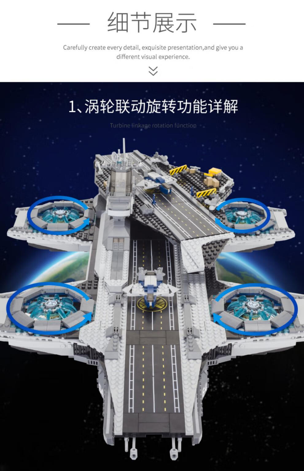 迪士尼(disney)神盾局航母兼容中国积木高难度兼容·军舰辽宁号战斗群