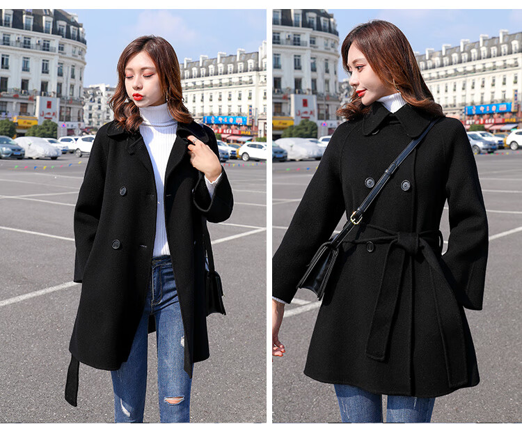 双面羊绒大衣女短款2019新款秋冬流行斗篷高端羊毛小个子毛呢外套