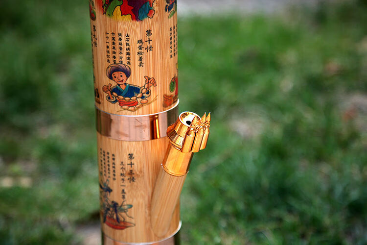 工匠时光 竹水烟筒特产十八怪烫印雕刻水烟袋天然竹子烟枪竹根烟壶