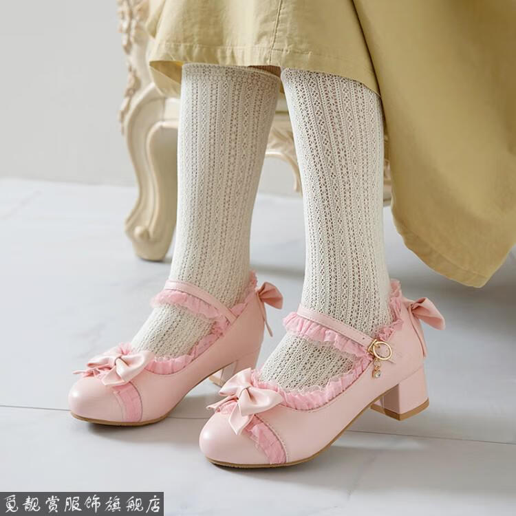 jk鞋子小女孩洛丽塔鞋子儿童日系可爱小高跟女公主小学生中大童软妹