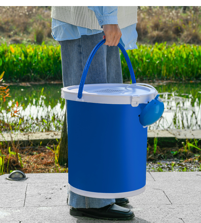 6015洗车桶 折叠 大容量20l带盖折叠水桶加厚tpe软胶多功能车载