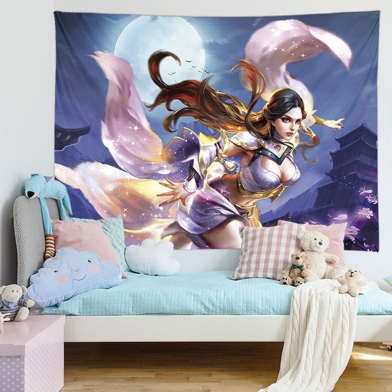 游戏王者荣耀背景布ins网红直播挂布宿舍卧室床头个性装饰 宫本武藏