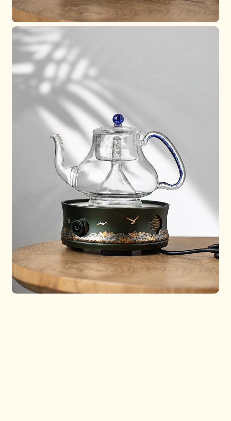 宋艺轩电陶炉静音 煮茶器家用茶炉 烧水壶玻璃壶煮茶套装小型茶炉 富