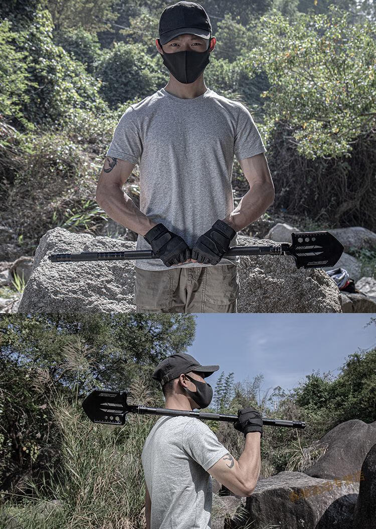 gjijio 户外工兵铲多功能军工铲锰钢铁锹车载兵工铲野外钓鱼防身用品