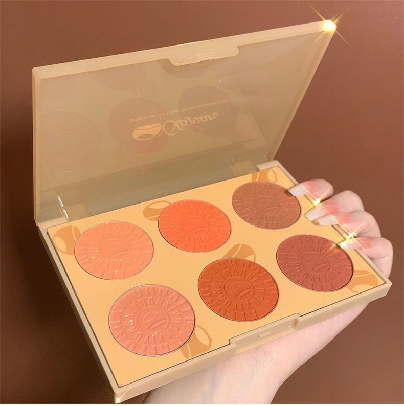 missrose六色腮红盘裸妆自然晒红女高光阴影修容一体盘多色腮红大理石