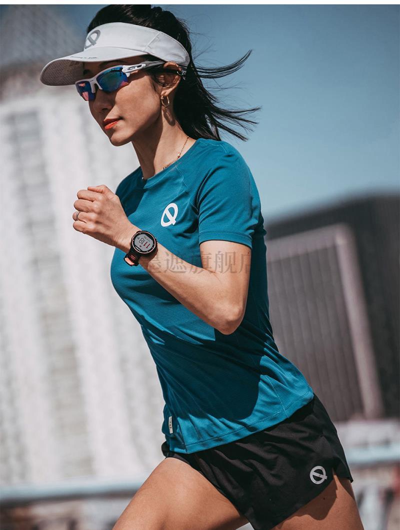 qinkung轻功体育 女款定格圆领跑步短袖t恤 透气吸汗 丛林绿 xs【图片