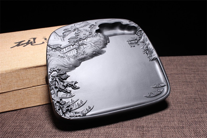 小郎人国家非遗歙砚老坑精品黑龙尾天然原石磨墨墨条墨块墨池安徽端砚