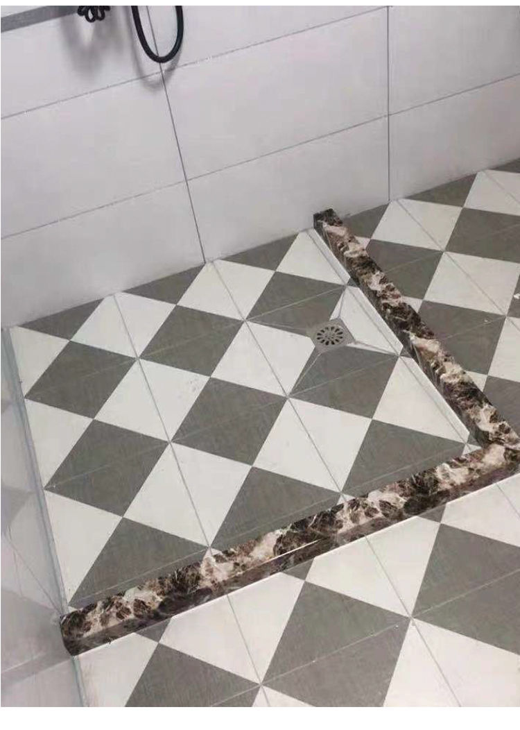 条卫生间淋浴房pvc仿大理石防水一字型地面拦水隔水石基海澳德 黑金沙