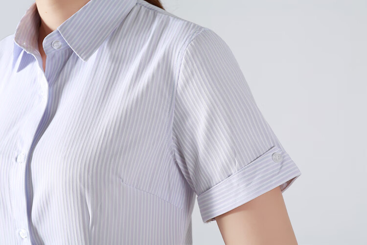 中行工作服新款短袖衬衣女雪白条纹国银行夏季行服衬衫工服 中行长袖