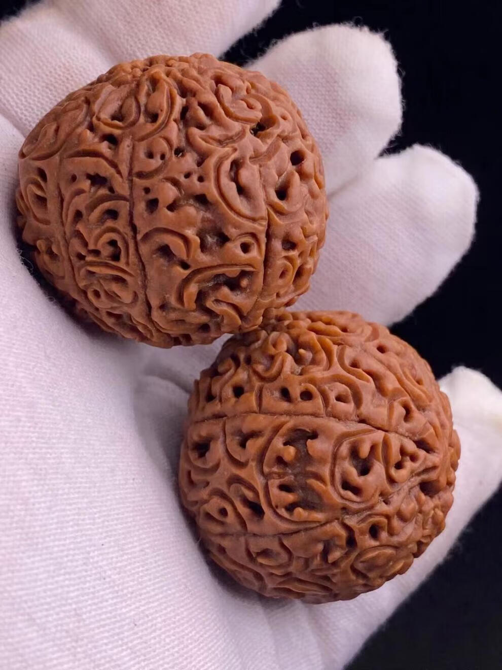 倾百瑞 金刚手串祥云龙珠大菩提子手工雕刻佛珠手链男女文玩蜂窝双龙