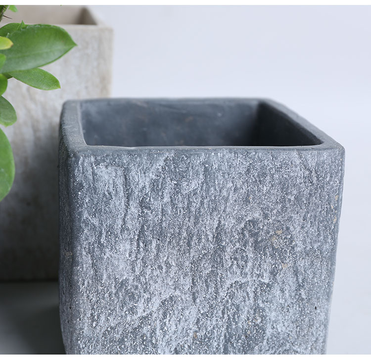 北欧创意简约 方形长方形室内多肉花盆桌面绿植花盆透气石头花盆 小方