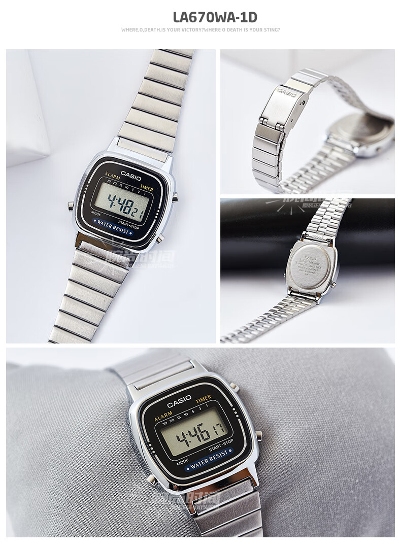 casio卡西欧 全球购手表男小方块银表复古电子男表casio小方表a158/f