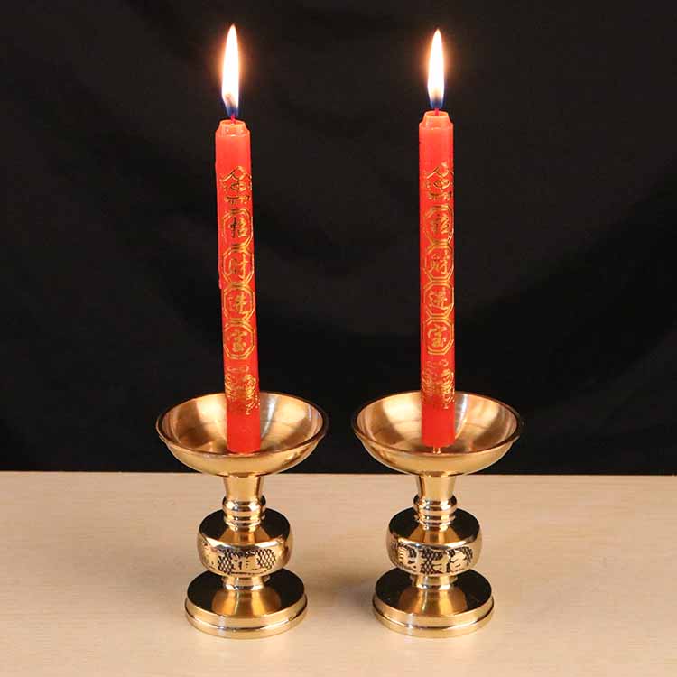红蜡烛粗带孔烫金大蜡烛无烟祭祀供佛供奉红色家用小粗拜神结婚香烛
