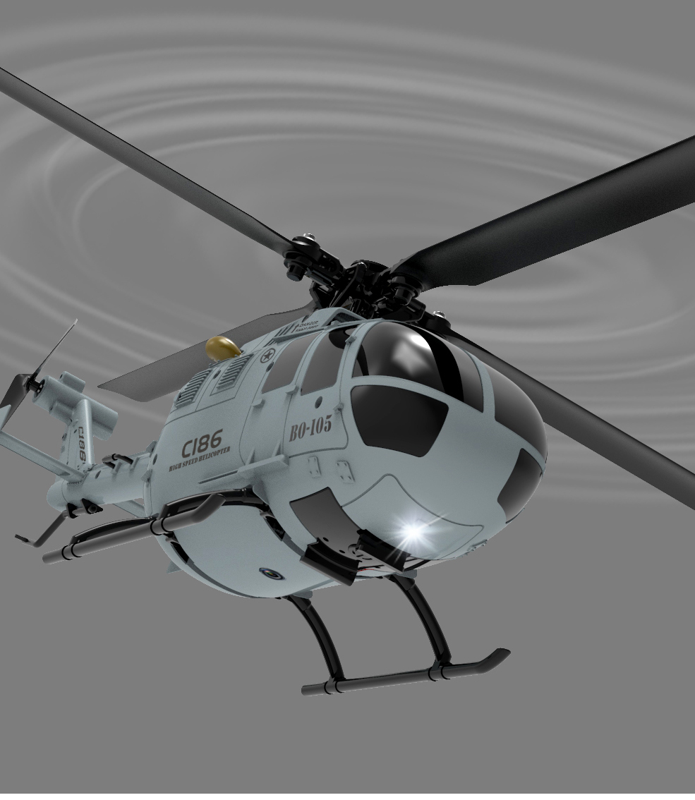 直升机bo-105像真机四通道遥控航模直升机单桨迷你气压定真飞机 灰色