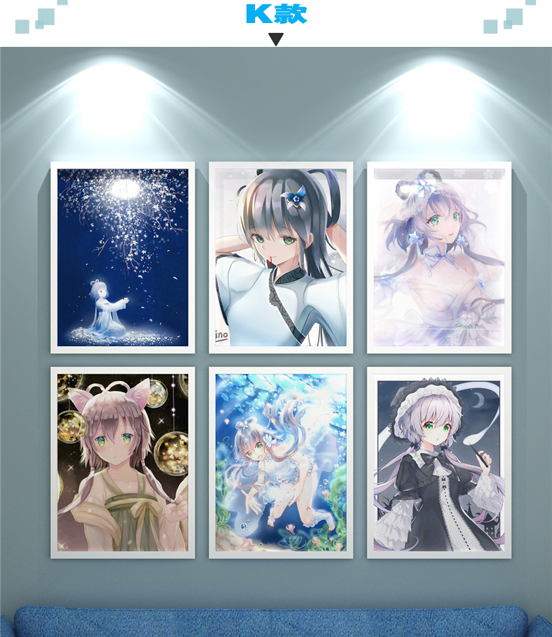 二次元动漫洛天依挂画海报乐正绫言墙贴画卧室宿舍壁画k款3040白色