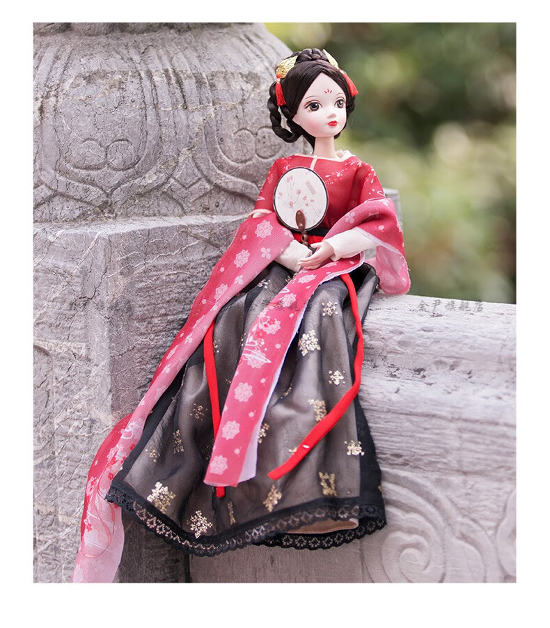 汉服人偶摆件 故宫绢人娃娃格格古装古风汉服玩偶人偶中国风特色礼物
