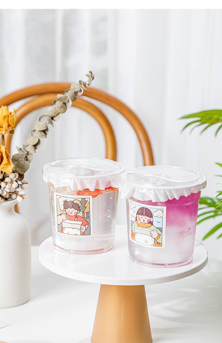 网红嘟嘟杯 网红冰粉打包杯嘟嘟杯一次性胖胖杯透明奶茶杯子打包碗