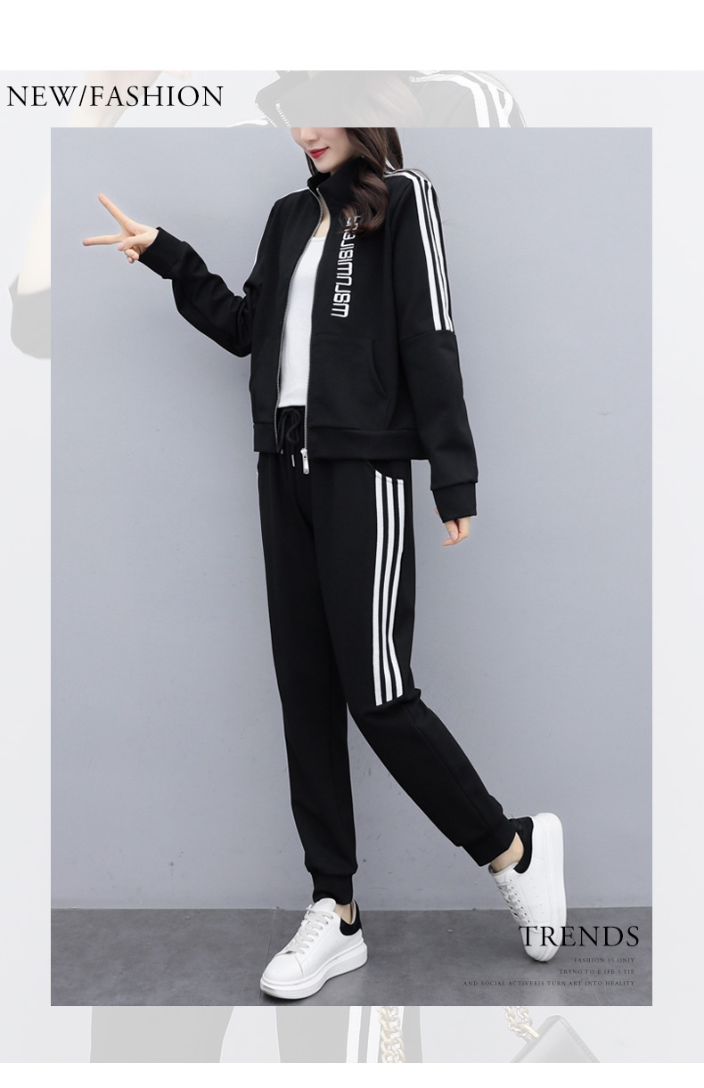 迪卡灰色侬卫衣运动服套装女2021年秋季新款时尚潮牌大码显瘦跑步休闲