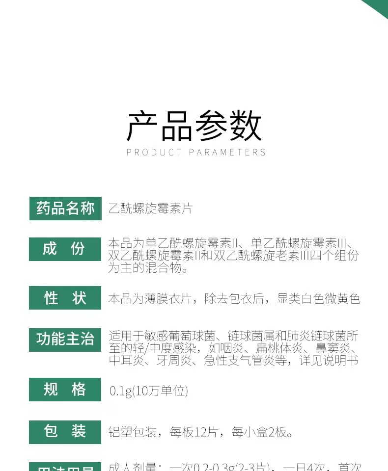白云山抗之霸乙酰螺旋霉素片01g24片盒治疗中耳炎药急性支气管炎葡萄