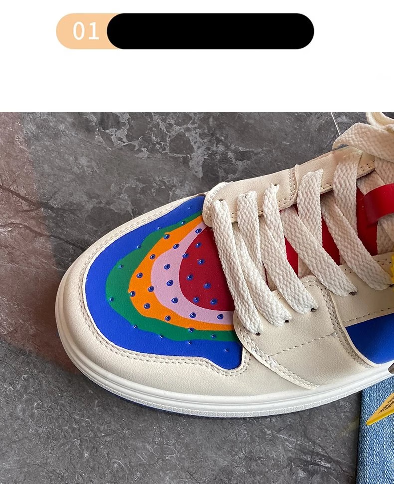 【jd优选】双色鸳鸯鞋aj女鞋2022新款春秋高帮板鞋彩虹休闲潮酷皮面