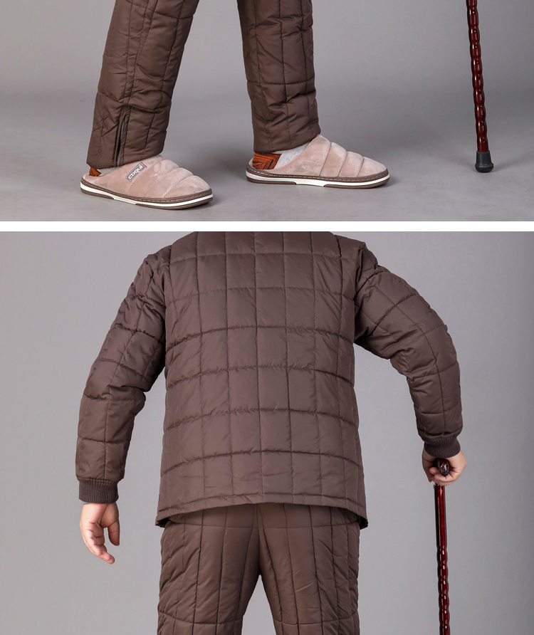 冬季老年人加厚男式棉衣棉裤套装【适合爸爸爷爷穿】冬天老人保暖男中