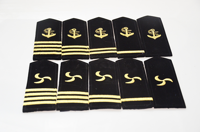 小米通用肩章男女海员船长大副水手轮机螺旋桨海锚绣花黑色魔术贴硬