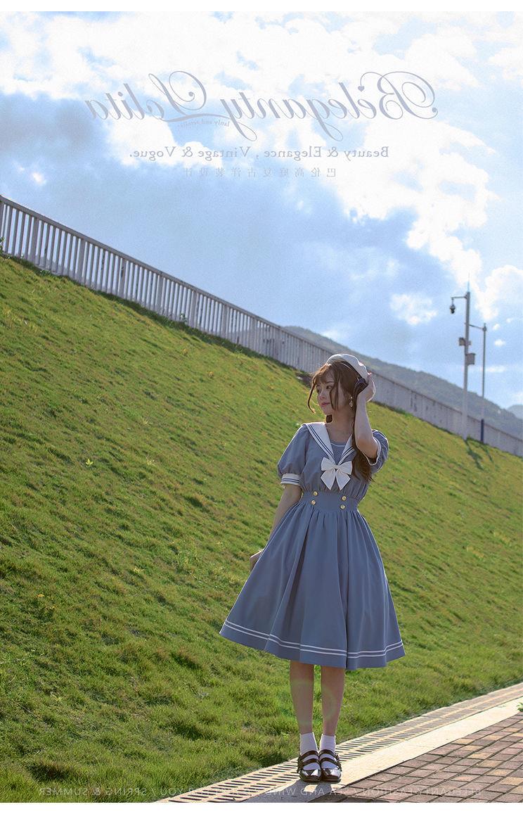 洛丽塔甜美少女全套lolita裙子萝莉服夏季学院风jk制服海军领夏收腰