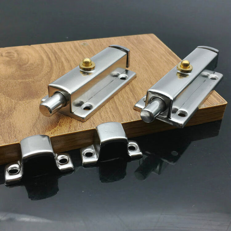 明装不锈钢自弹插销门扣门拴扣自动弹簧家用卫生间木门房门内插销3寸