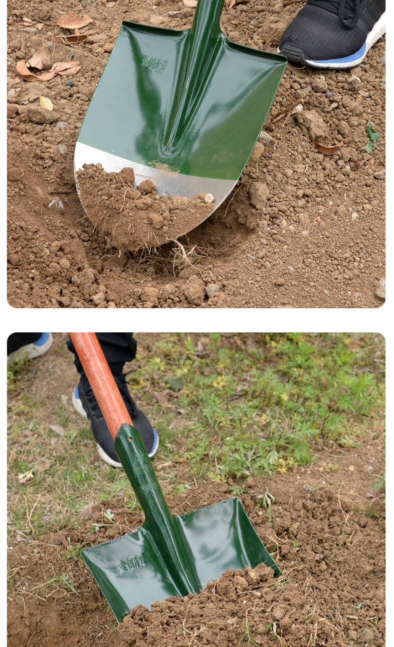 铁锹大铲子工地挖土铁锨农用工具大全户外铲尖头消防锰钢加厚锹平 [全