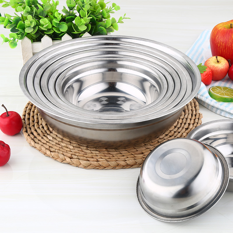 铁碗5个不锈钢汤盆汤碗食堂不锈钢碗幼儿园儿童小盆吃饭碗菜盆 22cm