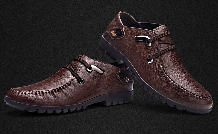 红蜻蜓男鞋英伦皮鞋头层牛皮商务休闲鞋系带单鞋 棕色 38