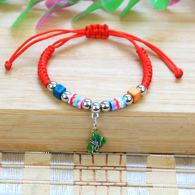 端午节五彩绳手链diy手工编织五色线手绳地摊2元店饰品彩绳手链p粉红