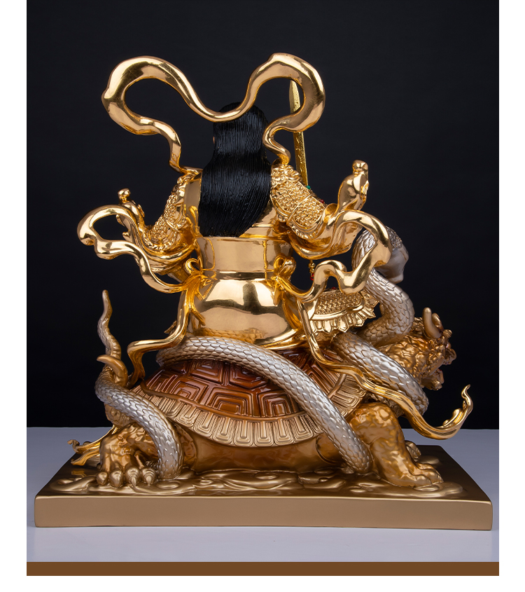 贴金真武大帝神像家用武当山玄天道家祖师爷佛堂摆件 38cm玄龟真武