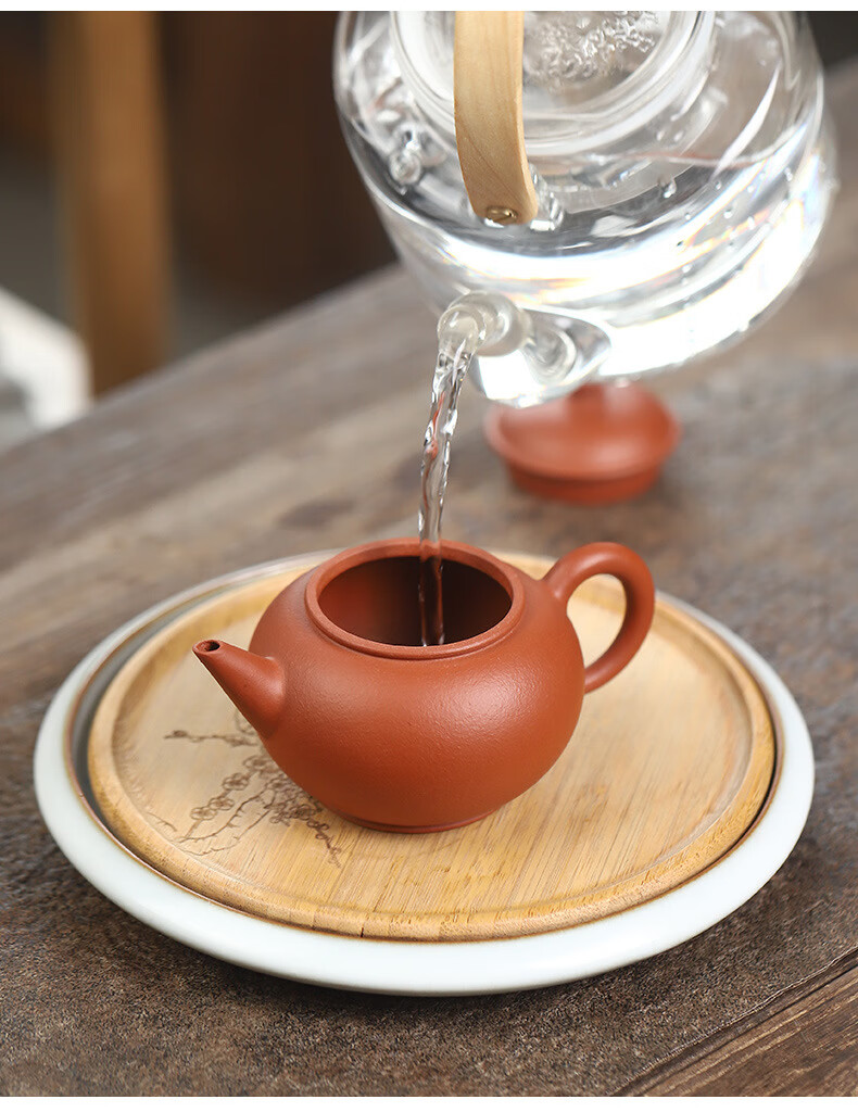 紫砂壶谢晓东手工茶壶粗砂朱泥水平壶功夫茶具壶定制 101489粗砂朱泥