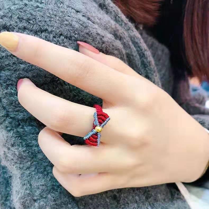 依依百福迪士尼在逃公主戒指女黑色手工编织蝴蝶结蓝红金色逃跑圣诞节