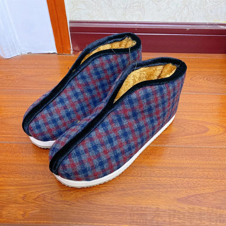 窝窝鞋男冬季传统手工老式棉布鞋一脚蹬老人棉拖鞋加绒保暖蚌壳北京老