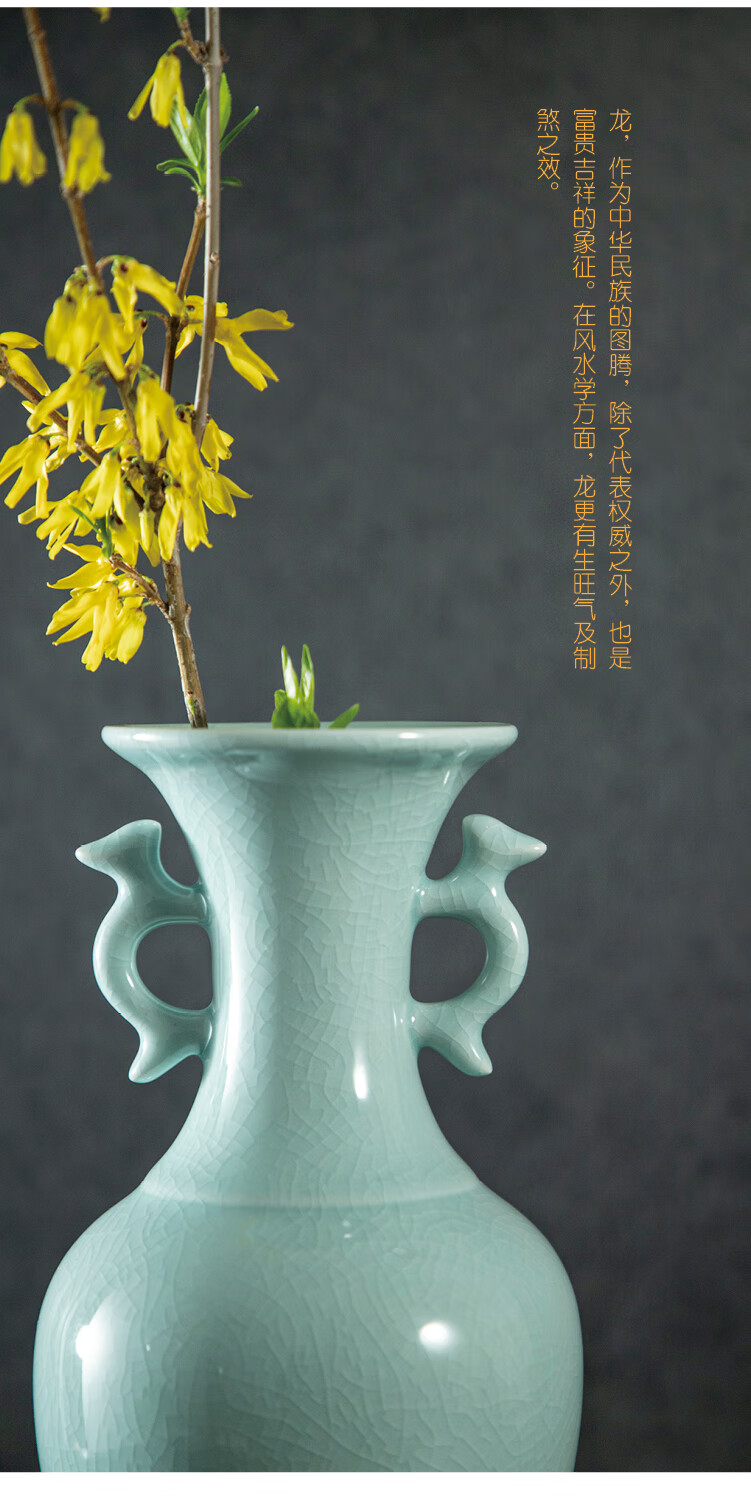 宋鼎窑汝州汝瓷陶瓷干花花器家居花瓶简约中式摆件复古玛瑙釉开片可养