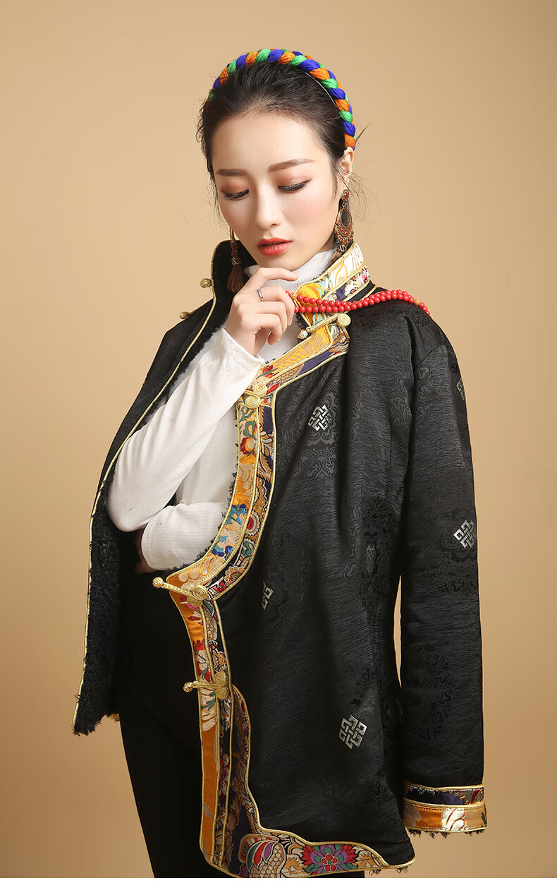 藏服藏族服装新款上衣藏式棉衣民族风中式外套藏装女冬款加厚加绒上衣