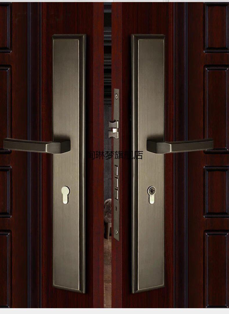 会议室木门双开门锁全铜豪华别墅大门锁办公室入户实木门子母门会议室