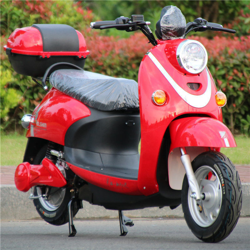 小龟王电动车60v男女双人小绵羊电瓶车电摩72v电动摩托车 粉色 72v22a