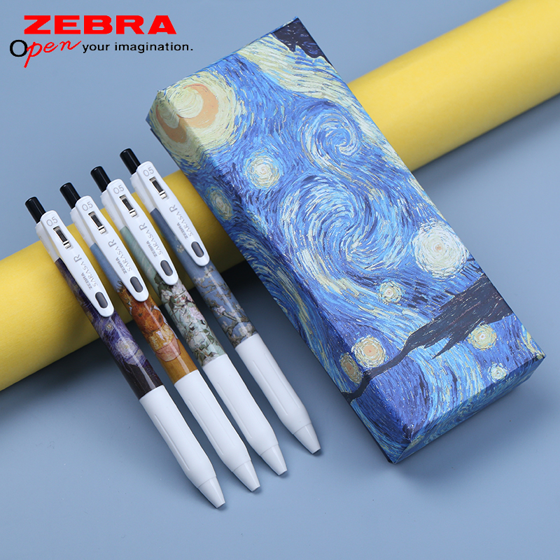 zebra斑马旗舰店限定联名款梵高中性笔速干中学生用过浓墨 杏花 3支