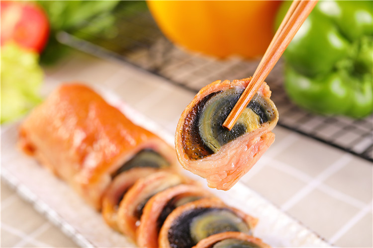【】福建皮蛋卷鸭皮卷 开袋即食 鸡皮皮蛋卷鲍鱼卷 彩蛋卷 4条组