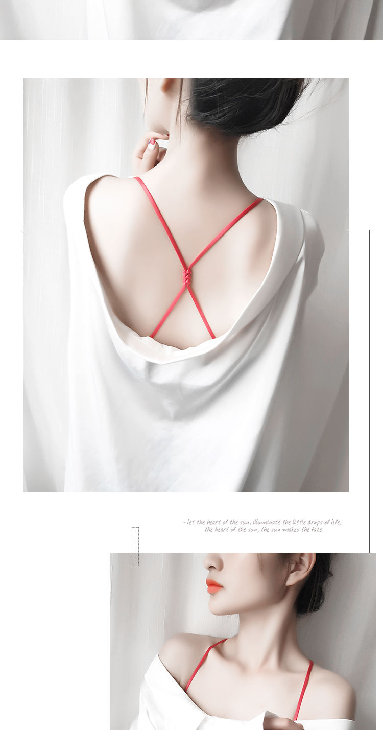 美背胸罩内衣带肩带外露夏季性感隐形文胸带子防滑交叉百搭一字领黑色