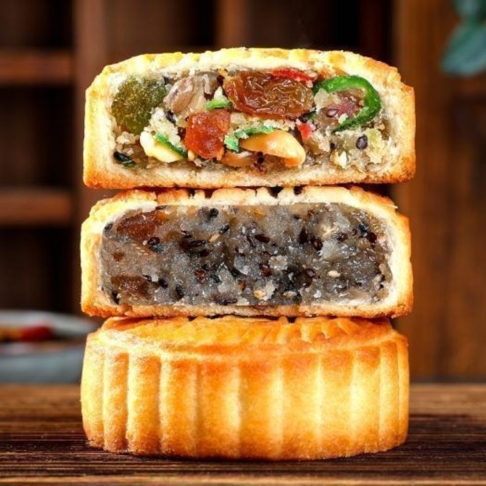 五仁月饼老式 老五仁大月饼广式老式传统手工月饼豆沙板栗多口味零食