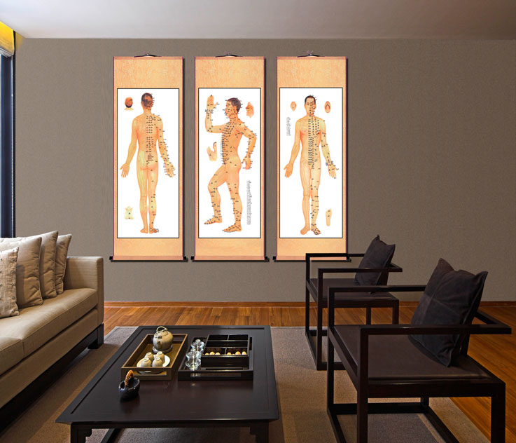 唯利多新款穴位图人体经络穴位图中医养生美容院诊所装饰画针灸艾灸