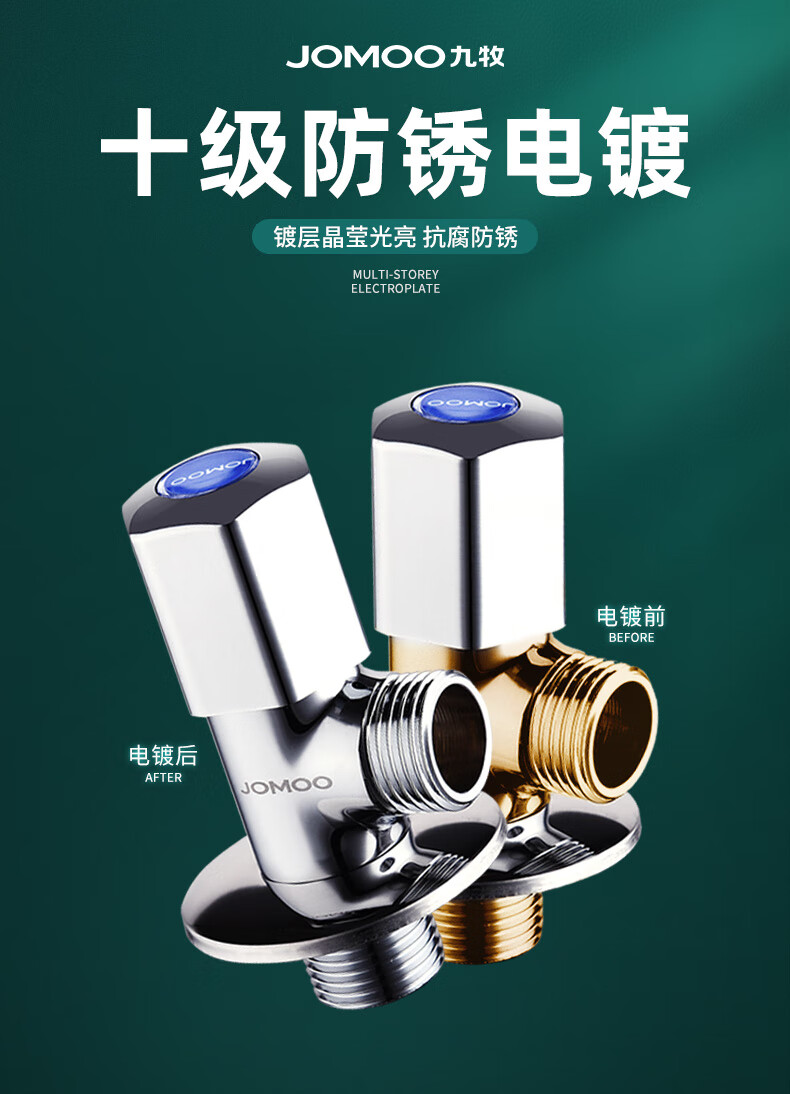 九牧卫浴三角阀全铜加厚加长冷热水阀门 马桶热水器家用角阀配件